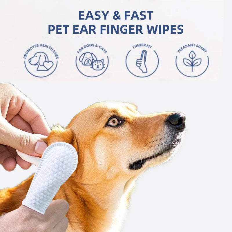 Mioszzi Pet Ear Cleaning Finger Wipes for Dogs & Cats,Safe & Hygienic Pet Grooming Essentials,50pcs