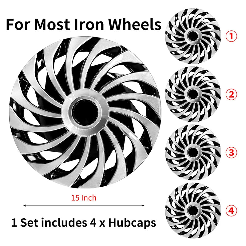 4 hubcaps for Iron Rim,15 Inch Hubcap Replacement Wheel Cap Automobile Full Rim Cover Accessories for Most Car Iron Wheel Cover