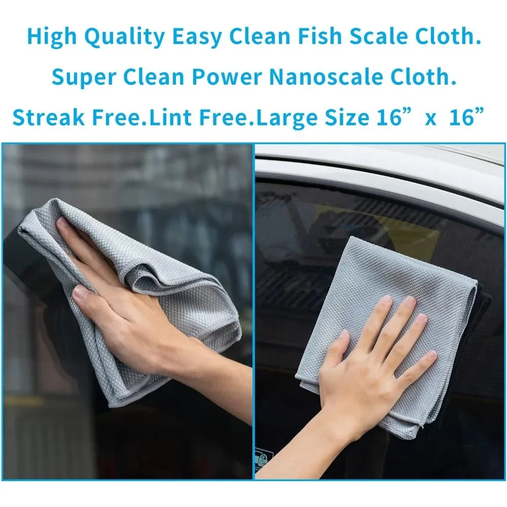 Fish Scale Streak Free Magic Glass Window Car Mirror Microfiber Cleaning Cloth Cleaner Cloths,Lint Free Stainless Steel