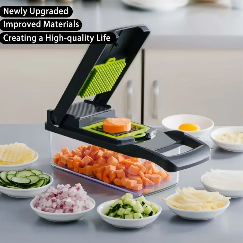 12 In 1 Vegetable Chopper With Container Mandoline Slicer Veggie Dicer