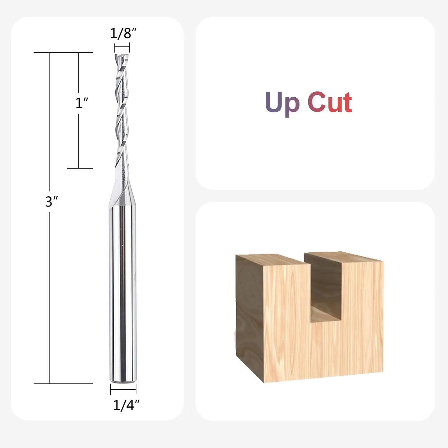 SpeTool 1pc Upcut Spiral CNC Router Bit with 1/4 1/2 Inch Shank HRC55 Solid Carbide CNC End Mill for Wood Engraving Carving Tool