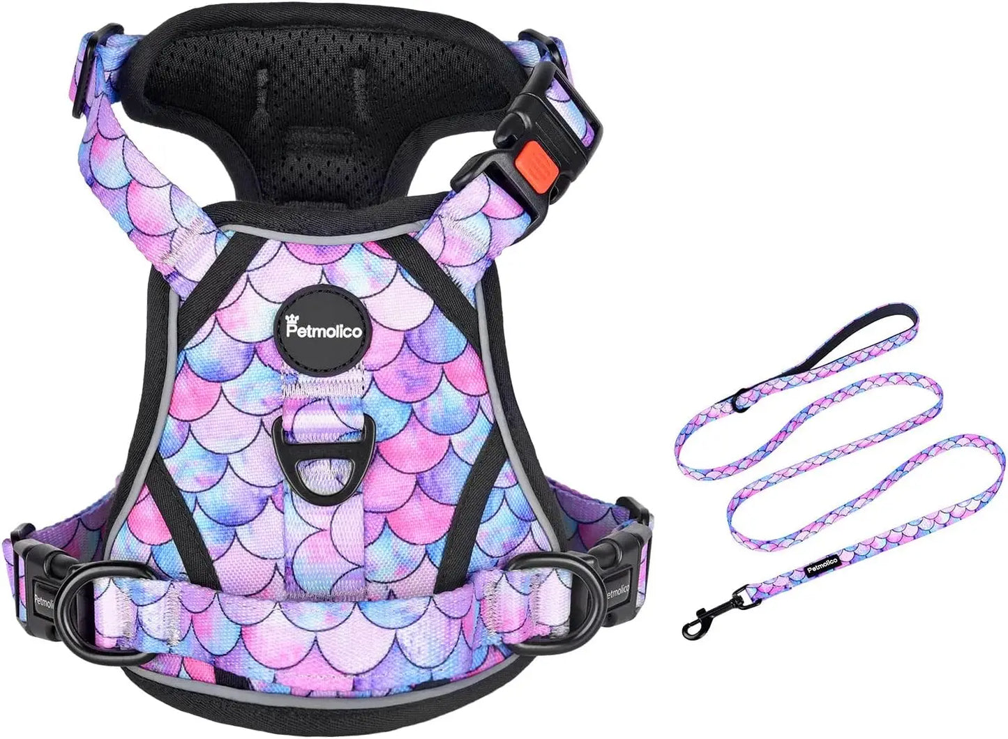 No Pull Dog Harness and Leash Set No Choke Easy Control Handle Soft Padded Reflective Vest  for Medium Dog Breed Cow Pattern