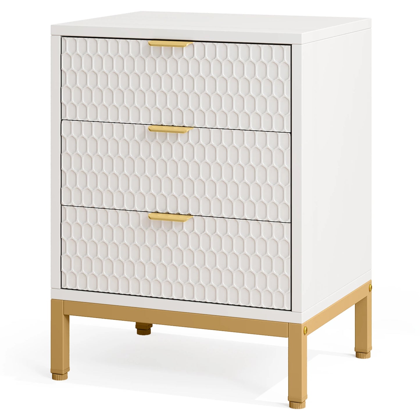Tribesigns Modern Nightstand, 65.5 cm Tall Bedside Table with 3 Drawers, Contemporary End Side Table with Storage