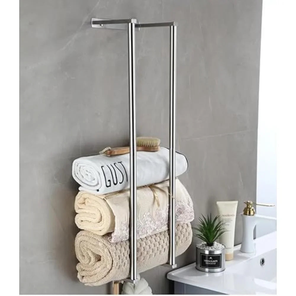 Stainless Steel Wall Mounted Towel Rack For Rolled Towels Bathroom Storage