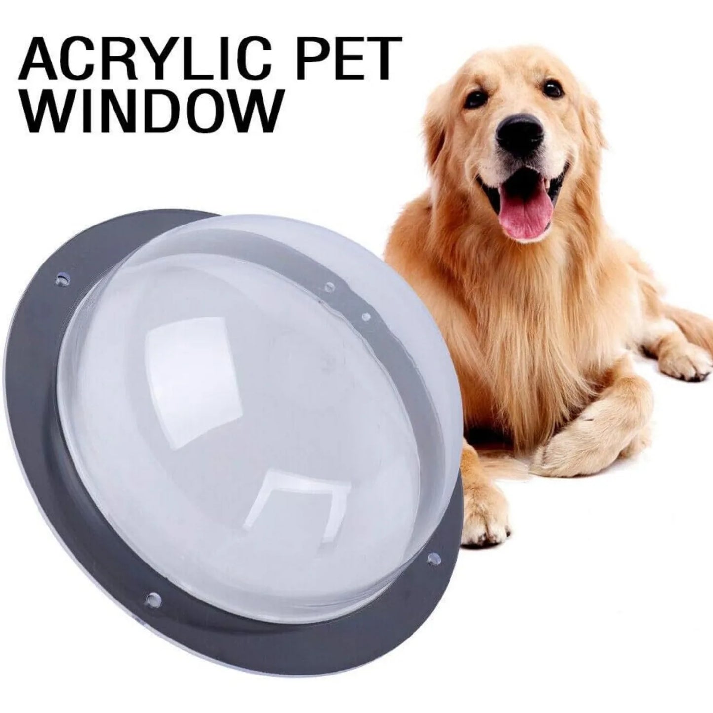 Clear Acrylic Pet Fence Window, 12.4" Round Viewing Portal for Dogs/Cats, Fits Wood/Vinyl Fences (5" Depth, Easy Install)