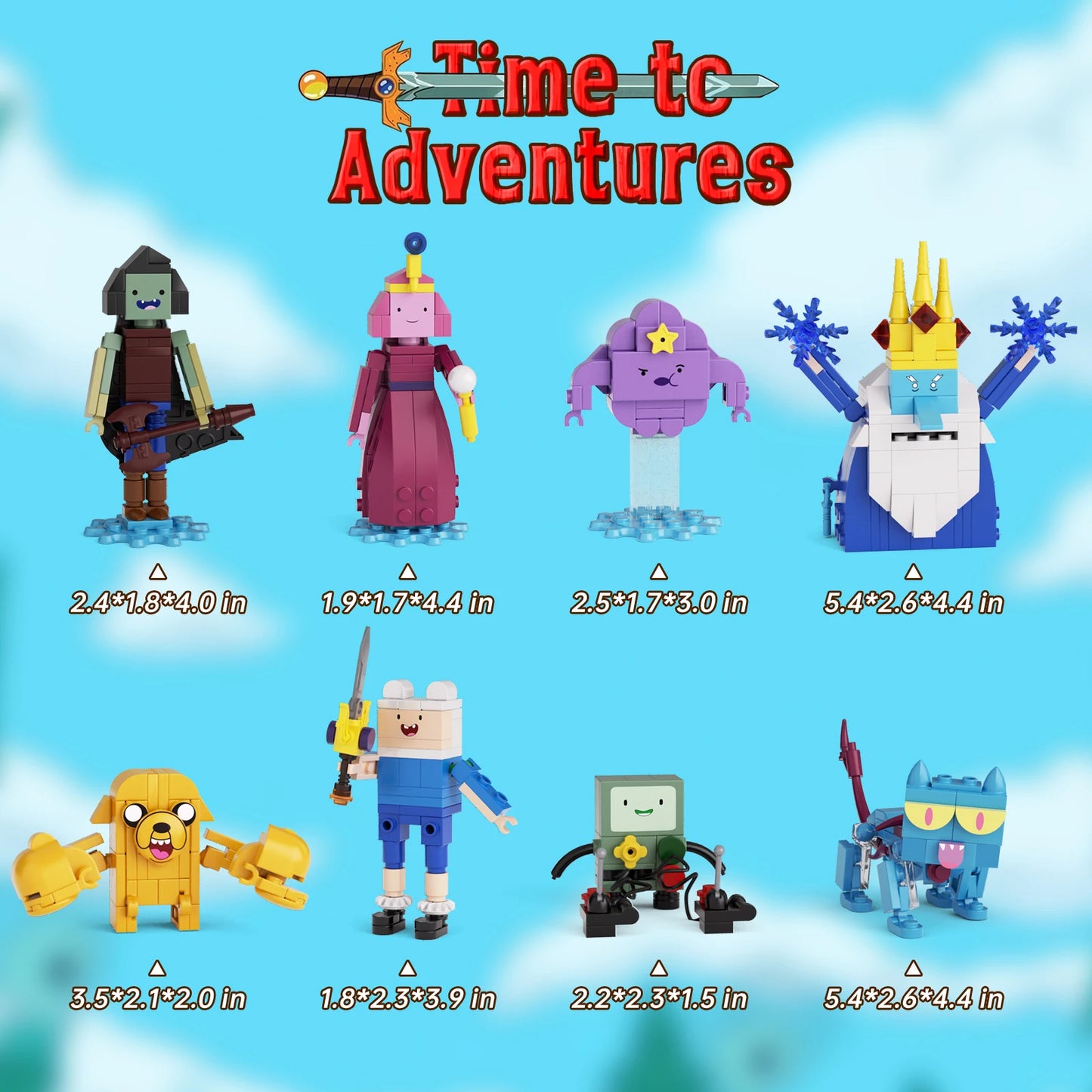 8in1 Adventures Time Building Block Set Finne Jake Ice King Bimo Action Figures Model Bricks Gifts for Kids Adults