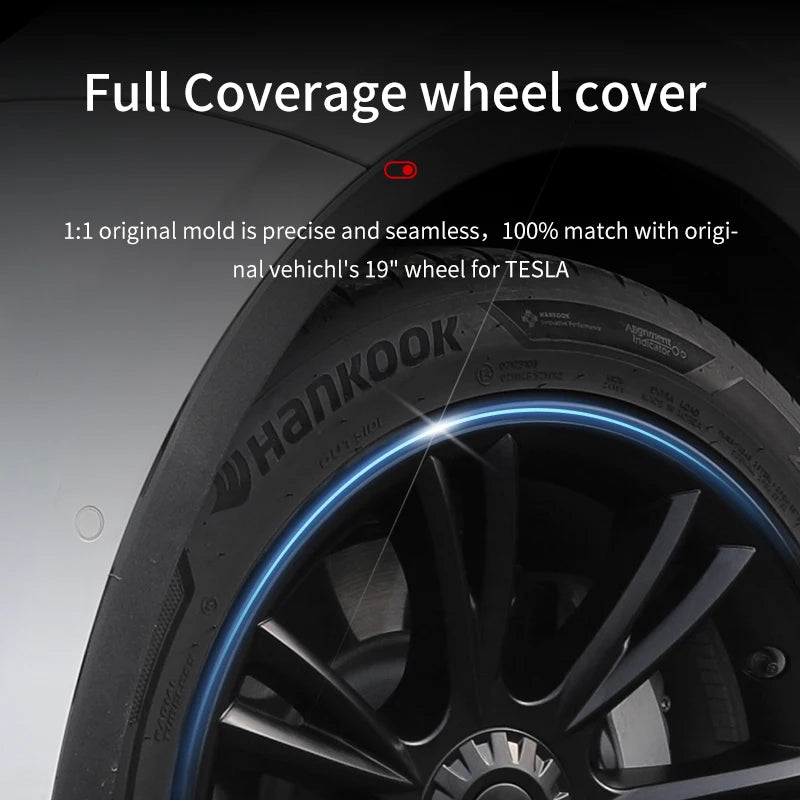 HubCaps Design for Tesla Model Y（2020-2024） 4PCS Wheel Cover 19inch Sporty Full Replacement Vehicle Automobile Accessories Cover