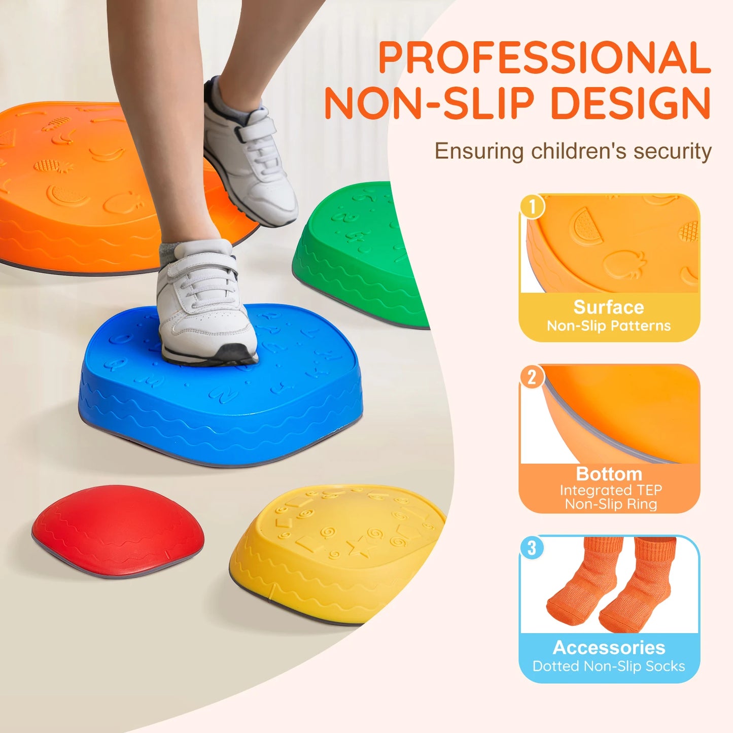 VEVOR 5PCS Balance Stepping Stones Montessori Children Toys Sensory Training Tactile Sensing for Kids Party Social Games