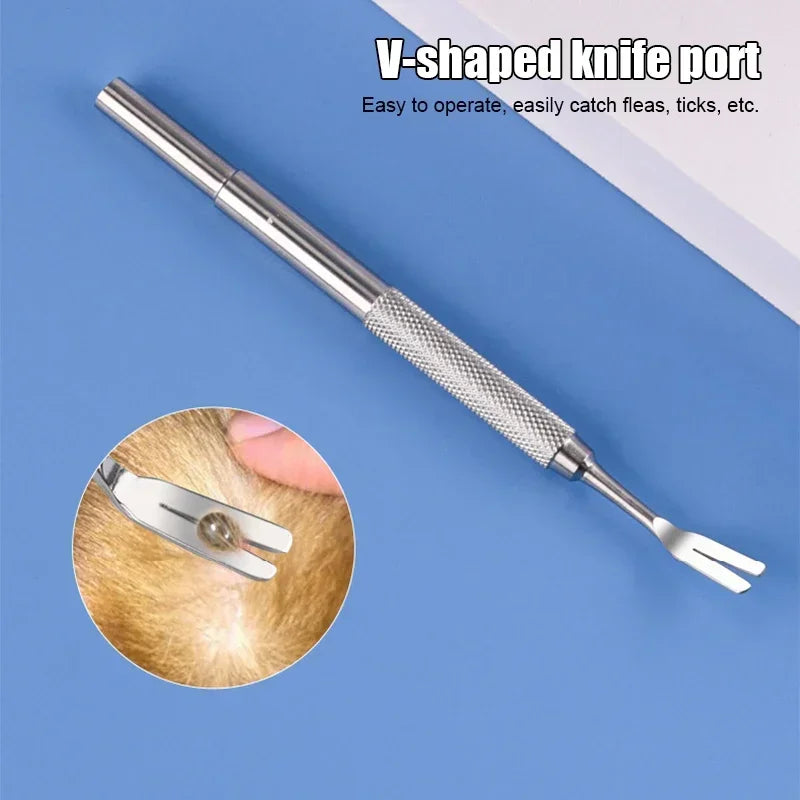 Pet Tick Removal Stainless Steel Tweezers Flea Remover Hook Rustproof Tick Puller Mite Flea Extractor Pet Grooming Supplies