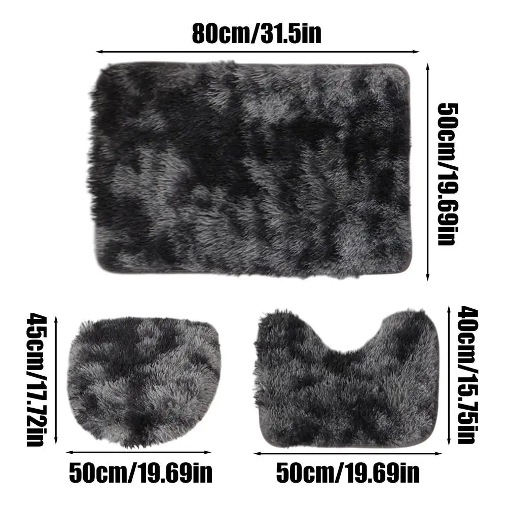 3pcs Bathroom Rug Set Bathroom Tie Dye Mat Toilet Soft Non Slip Rug Shower Carpets Toilet Lid Cover Floor Mats Set Washable
